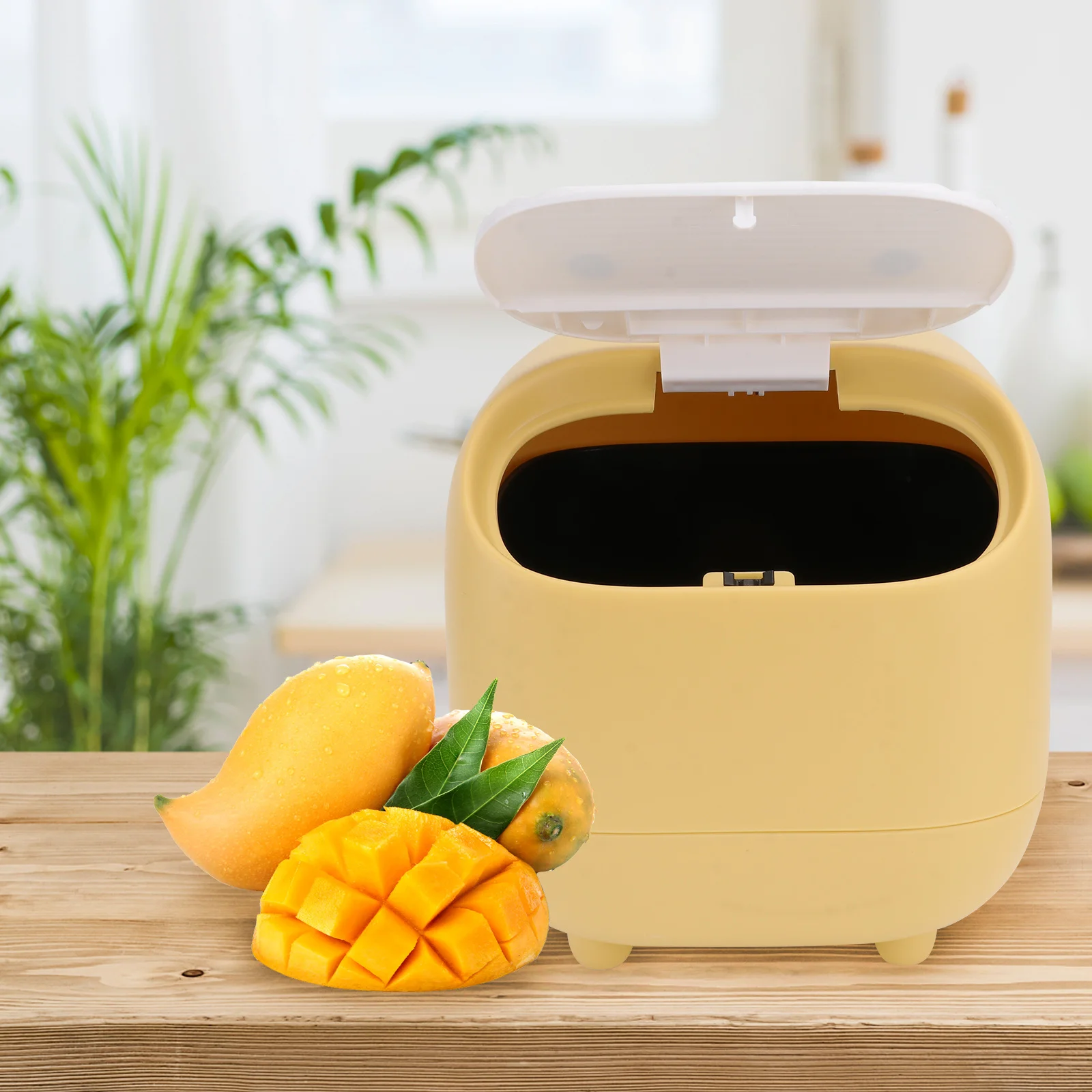 

Basket Mini Trash Can Pressing Type Wastepaper 's Room Desktop Garbage Bin Yellow Container Office