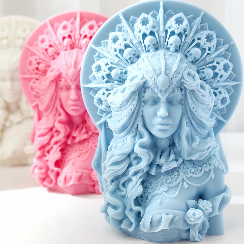 

Форма SZ927 силиконовая для мыла и свечей, украшение 3D для дома, гипсовая форма для ароматерапии с Королевской головой