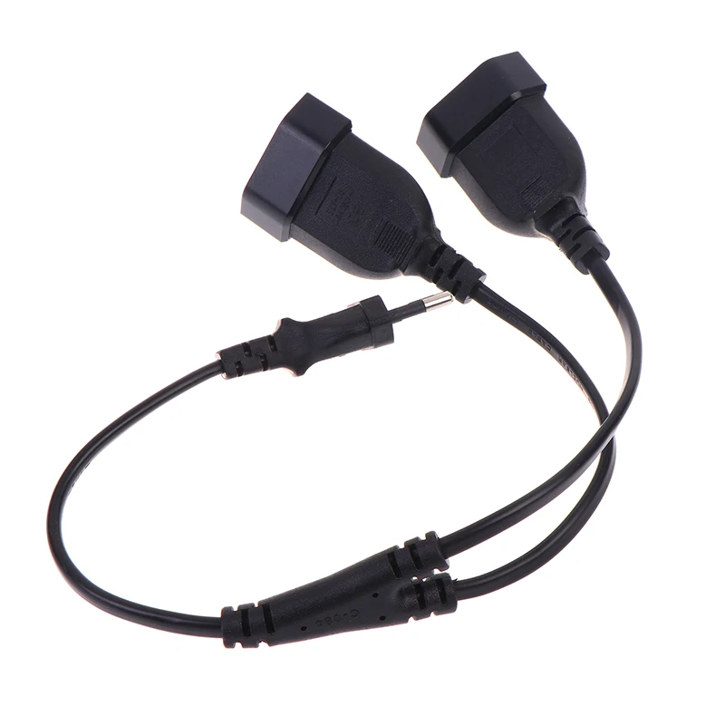 【4.0MM CEE7/16 EU 2 Prong Male To Female Dual Output 2 Ways Outlet Extension Cord European M/F Power Splitter Cable】