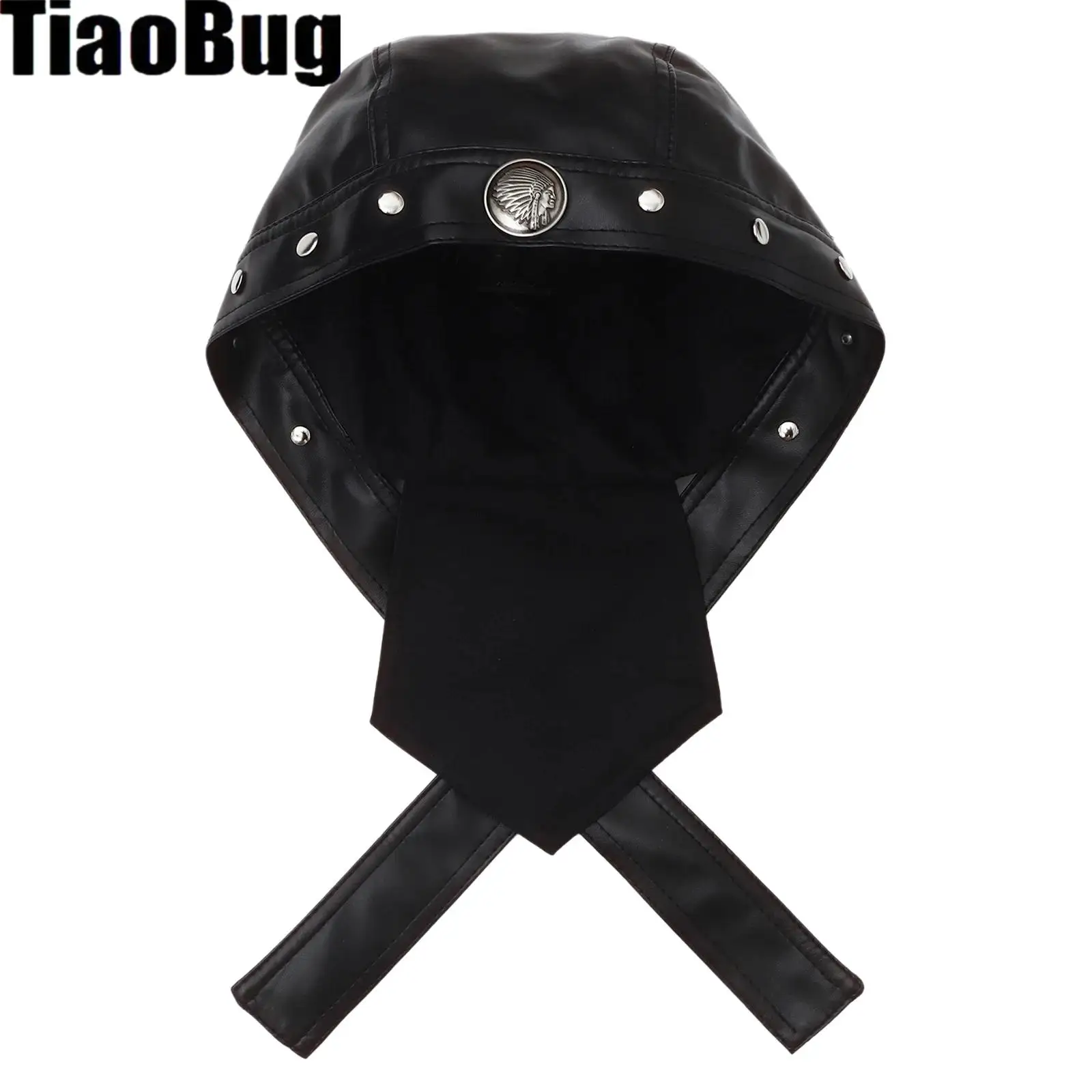 

Men Women Biker Cap for Leather Adjustable Motorcycle Skull Rivet Cap Stylish Biker Headwrap for Riding Outdoor Activities