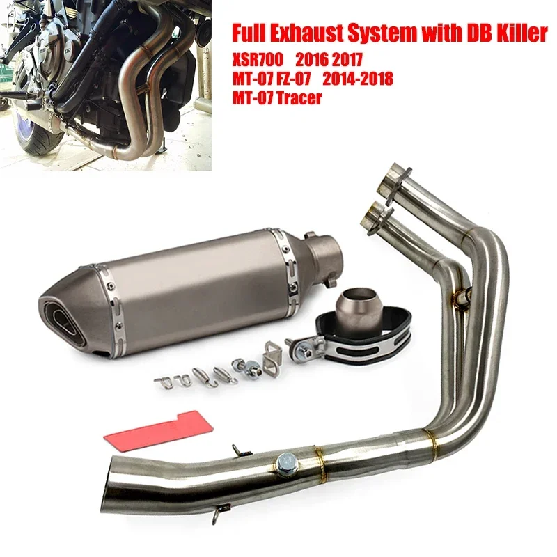 Motorcycle Exhaust Full system For Yamaha MT-07 FZ-07 Tracer 2014-2019 with Muffler XSR700 2016-2019