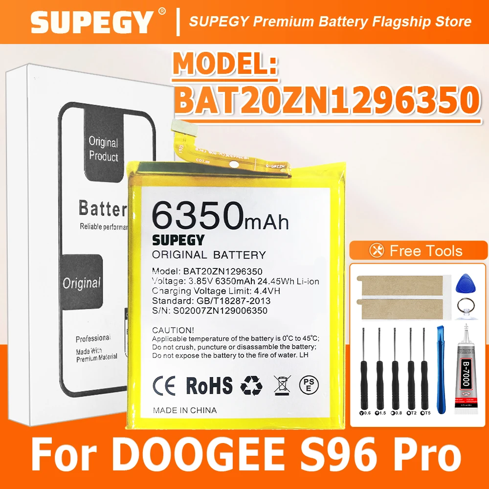 100%  6350mAh BAT20ZN1296350 Battery For DOOGEE S96 Pro Battery 6.22'' Helio Octa Core Rugged Cell Phone S96GT LiIon Batteries