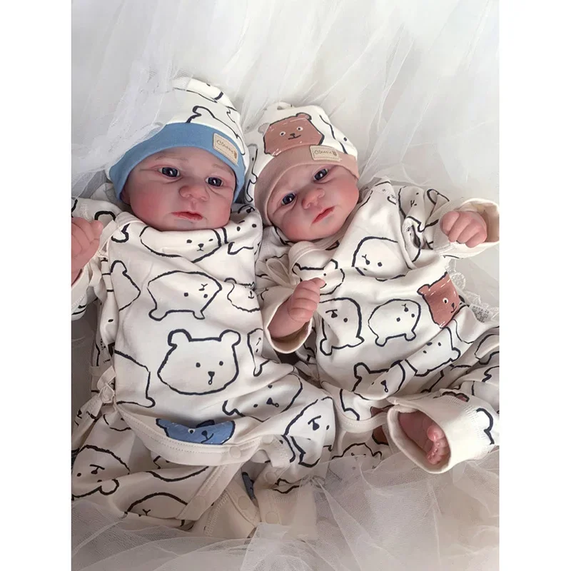 

19inch 49cm Reborn Baby Doll Twins Elijah Make-up Handmade 3D Skin Multiple Layers Painting Collectible Art Doll