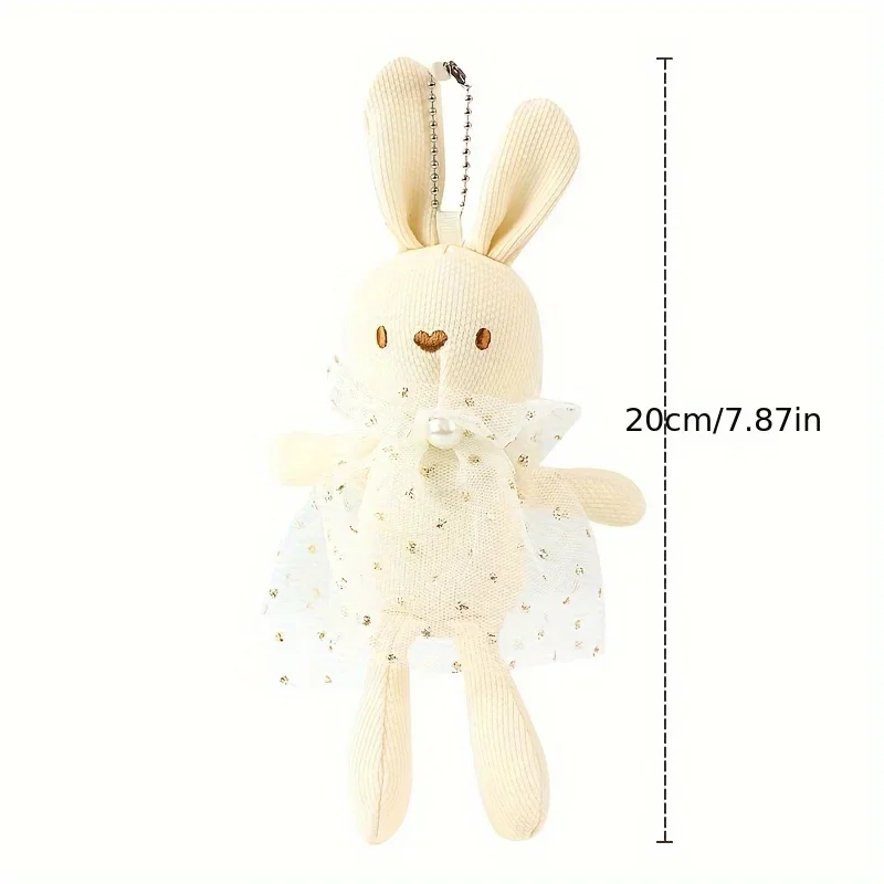 Small Plush Bunny Stuffed Animal Fluffy Rabbit Keychain Pendant for Backpacks Cute Easter Gifts Decor Birthday Photo Props