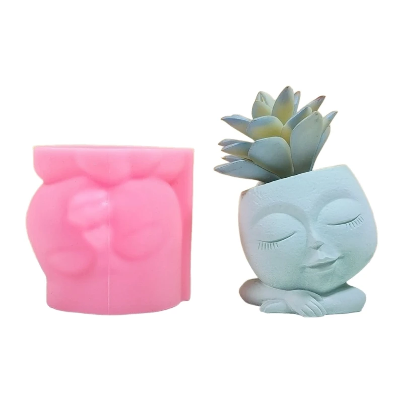 

M2EA Silicone Vase Molds Flower Container Mold Human Face Unique Flowerpot Mold