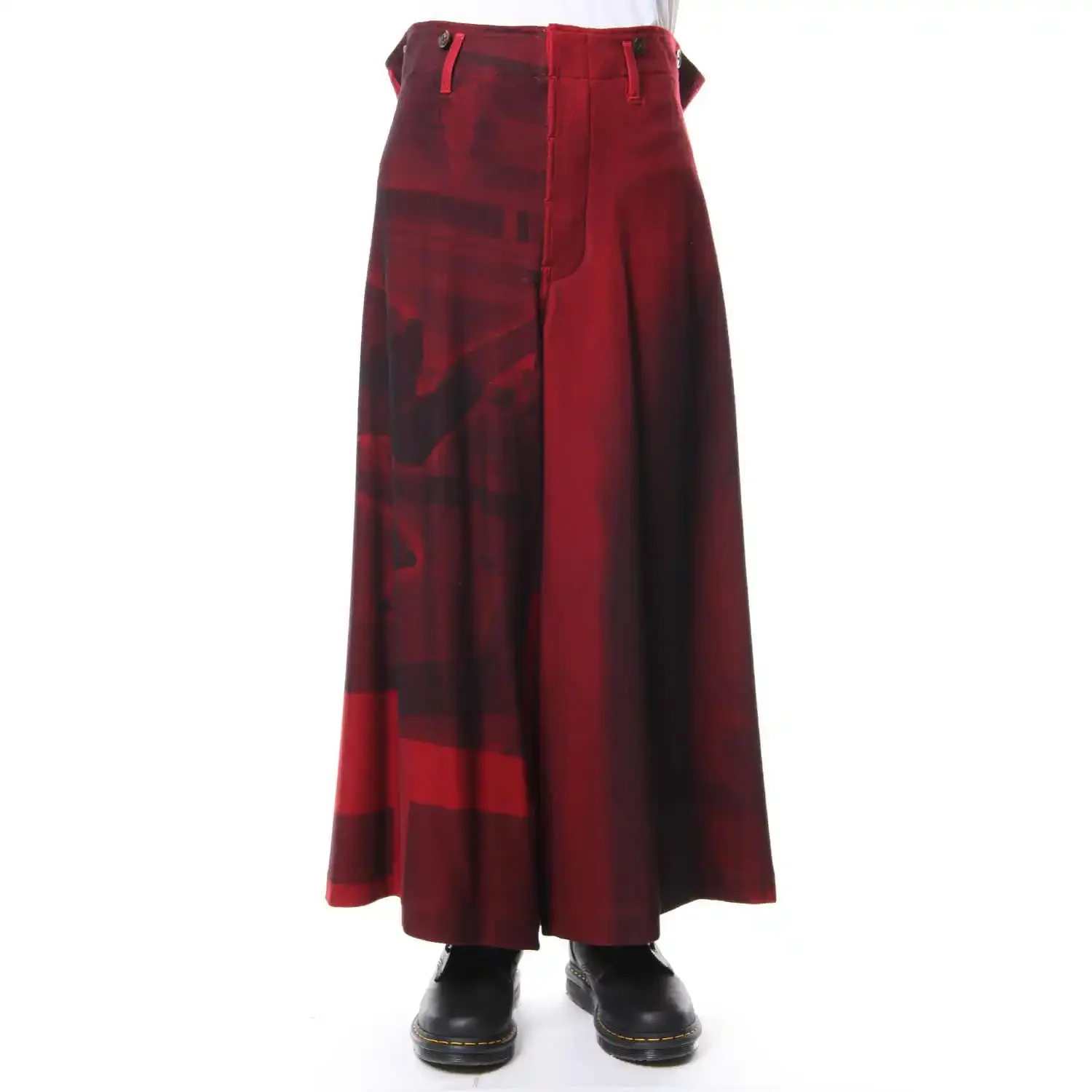 

YOJI OOAK Original Design Red Printed Casual Wide Leg Pants Handsome Wool Fashion Pants for Men
