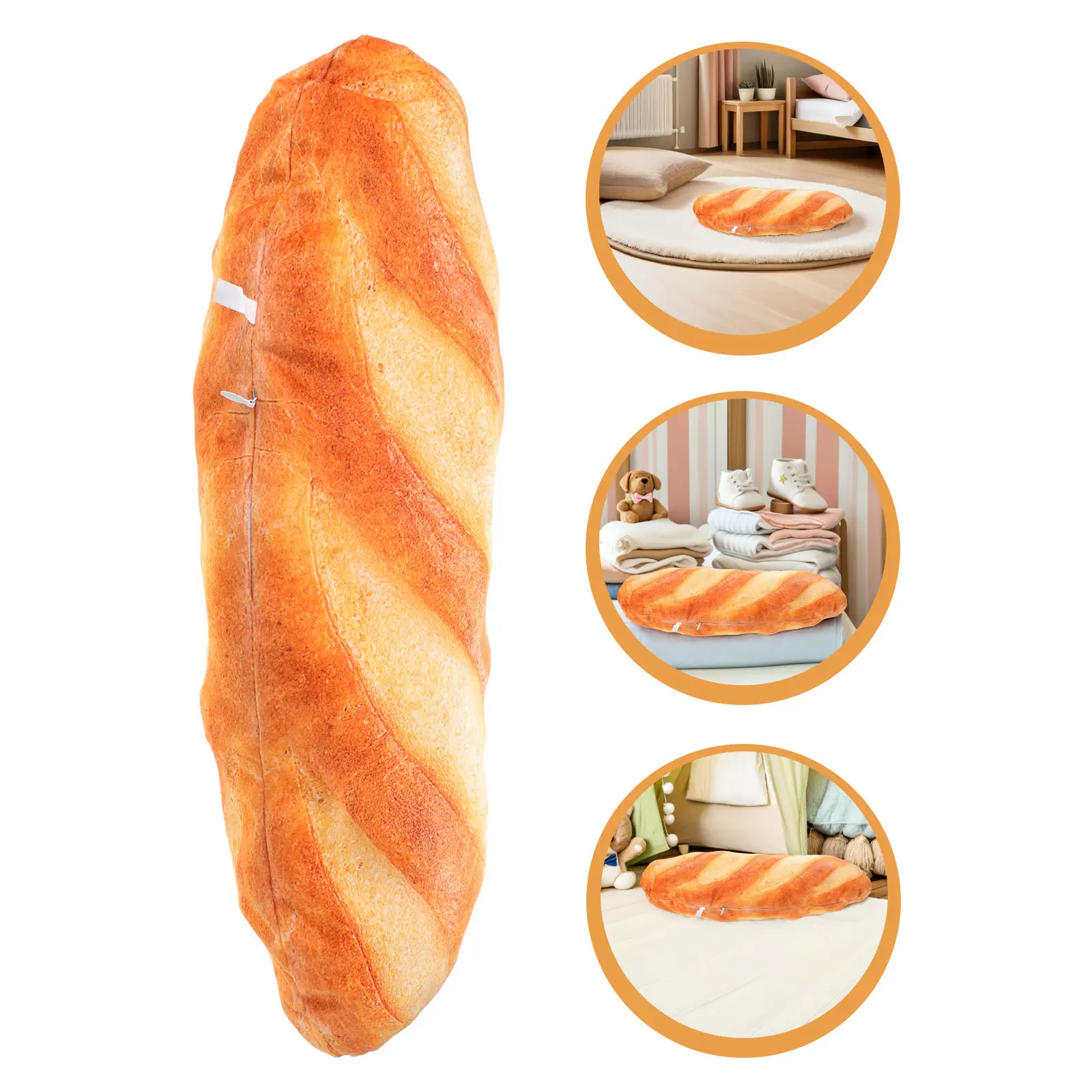 Giant Bread Pillow Cover For Room Decor Christmas Decor 3D -shaped Zippered Pillowcase Bread-themed Cushion