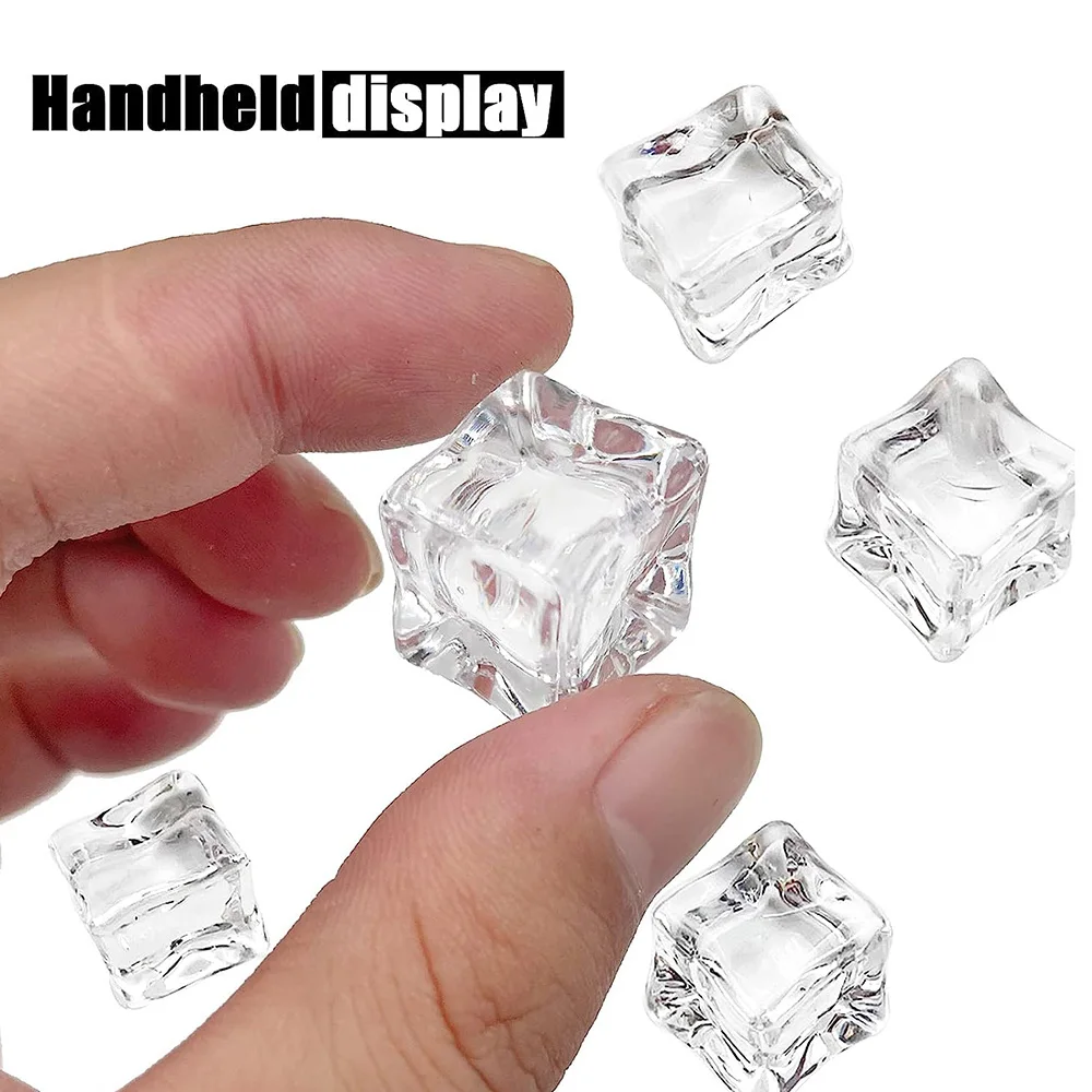 Reusable Fake Ice Cubes Highly Transparent Artificial Ice Cubes for Photography Accessories Props Decoration