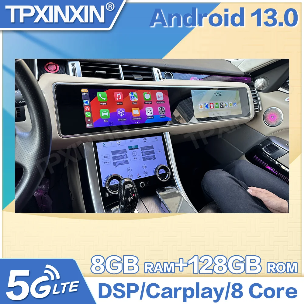 

30-дюймовый Android-радиоприемник для Land Rover Range Rover Vogue 2013-2017 с двумя экранами, GPS-навигацией, мультимедийным плеером для пассажиров и стереосистемой