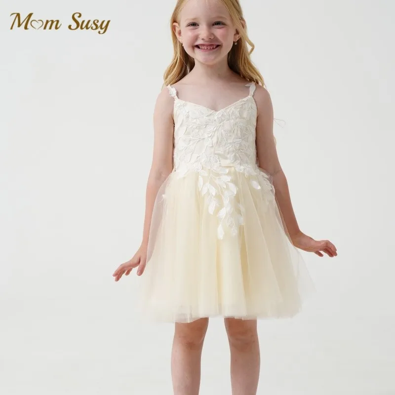 

Baby Girl Princess Lace Flower Strap Tutu Dress Infant Toddler Child Tulle Vestido Wedding Birthday Party Baby Clothes 1-12Y