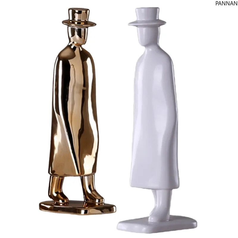 

Figure walking ornament office living room wine cabinet study sculpture resin soft decoration