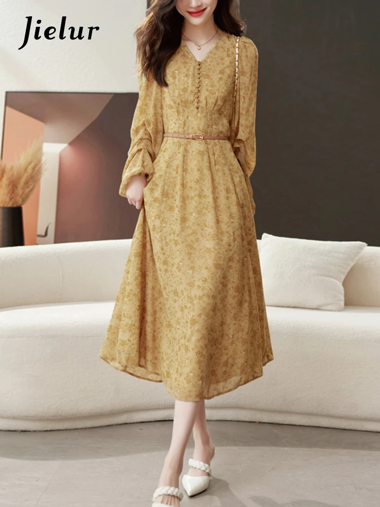 Jielur Summer New Fashion French Women Dresses Vintage Floral
