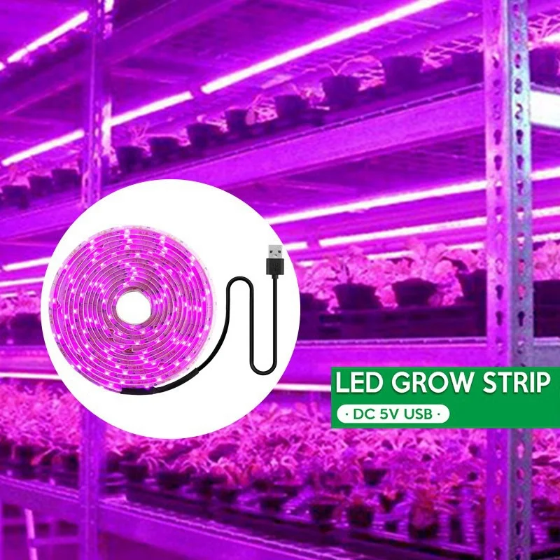 Luz LED USB para cultivo de plantas, lámpara Phyto de espectro completo de 1-5m para invernadero, plántulas de flores, tienda de cultivo