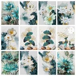 AZQSD Diamond Painting Tree Flower Landscape Cross Stitch Embroidery Lotus Ginkgo Tree Mosaic Full Drill Rhinestones Gift