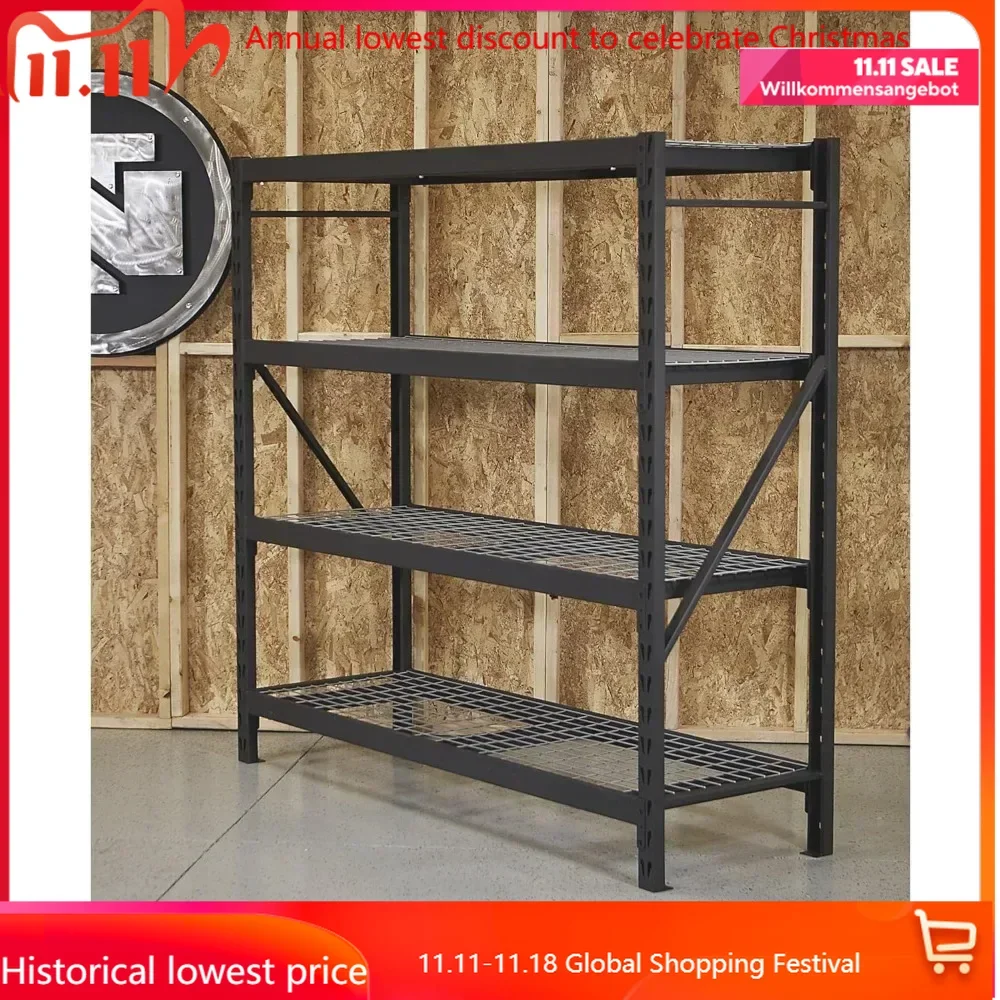 4-Tier Industrial Shelving Rack - 77in.W x 24in.D x 72in.H, Model# 2611T002 closet organizer  bathroom accessories