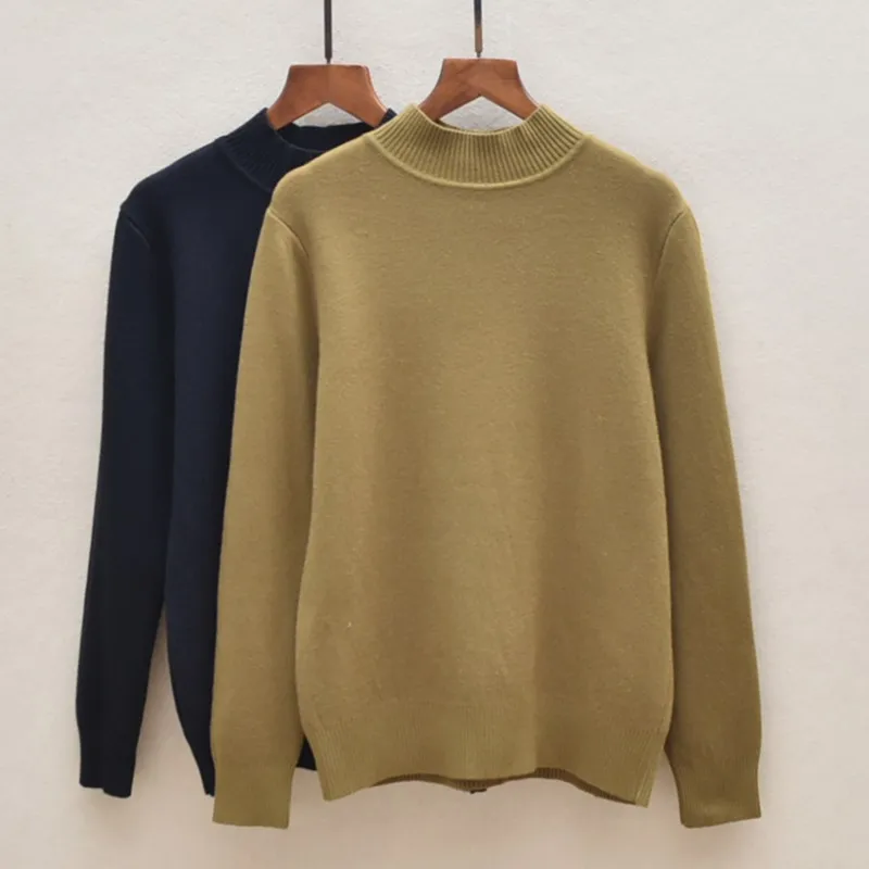 

Мягкий женский вязаный свитер Thiened Long Sve с высоким воротником Inteated Fce, осень-зима, модный облегающий теплый свитер для поездок на работу