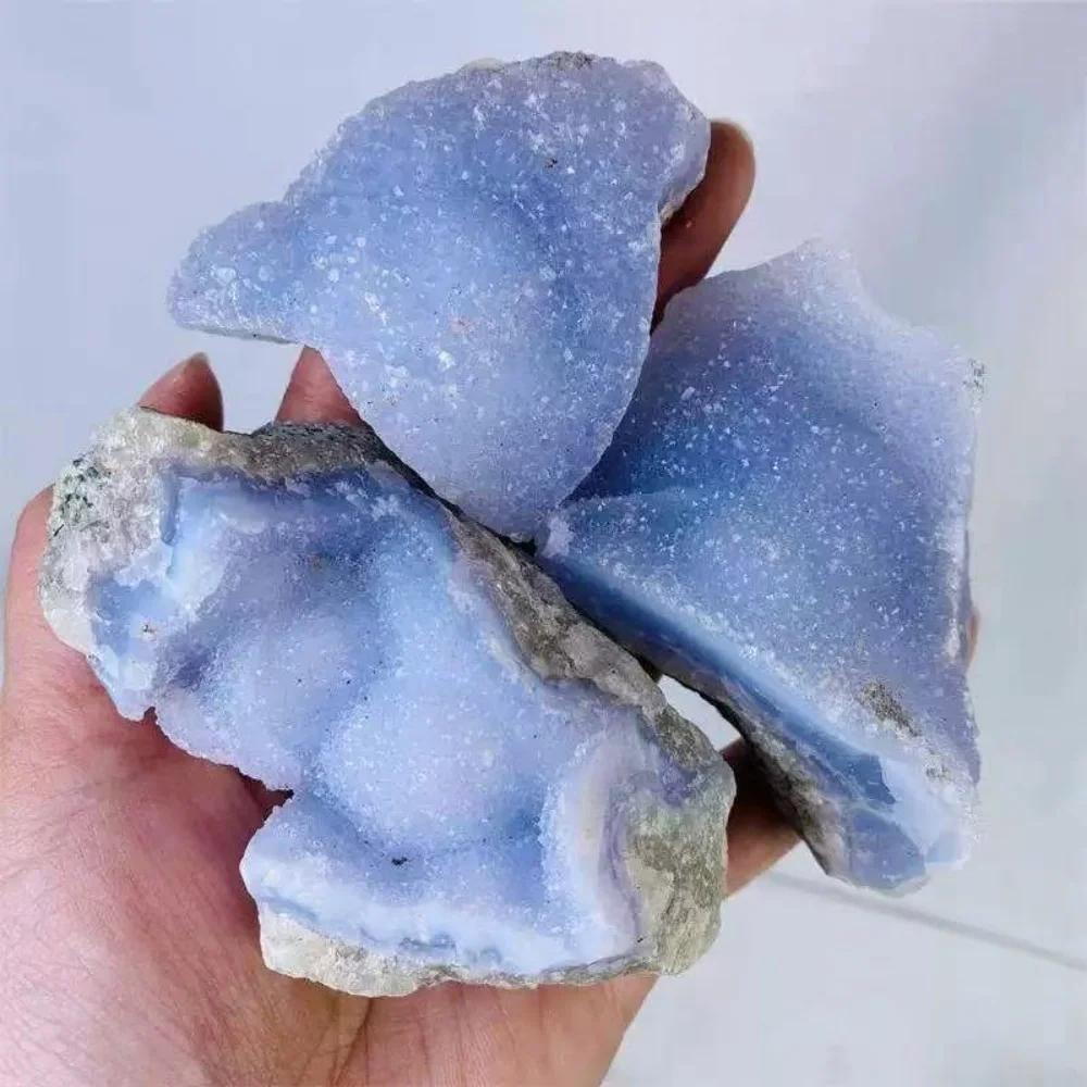 Natural Raw Blue Lace Agate Stone Spiritual Quartz Fengshui Crystal Rough Druzy for Healing Calming Crystal for Meditation