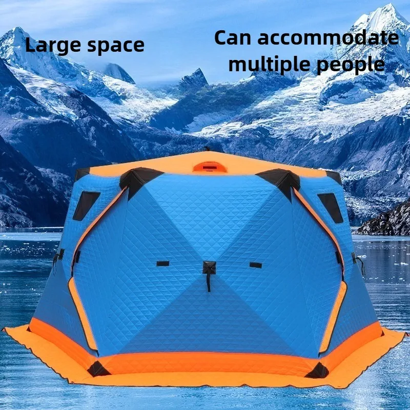 Hexagonal Cotton-padded Tent Keep Warm Ice Fishing Camp Tent Winter Fishing Tents Wind Snow Resistant Travel Camping Equipment