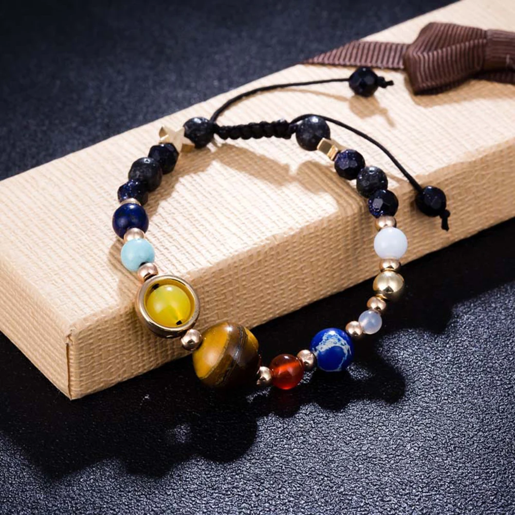 

Stone Bead Galaxy Woven Beaded Bracelets Universe Beaded Bracelets Planet Bangle Solar System Fashion Jewelry Gift