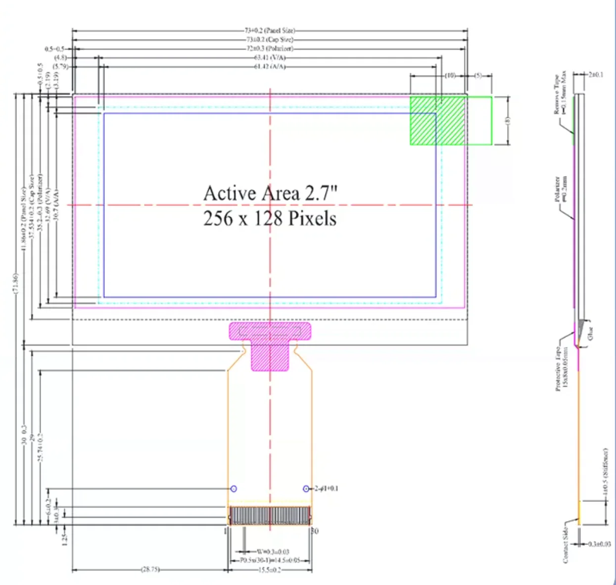 2,7 Zoll OLED-Display 256x128 Ultra-Hochauflösend SSD1363-Treiber SPI/IIC/Parallele Schnittstellen 30-Pin Unterstützt 16-Stufen-Graustufen – Detail 4