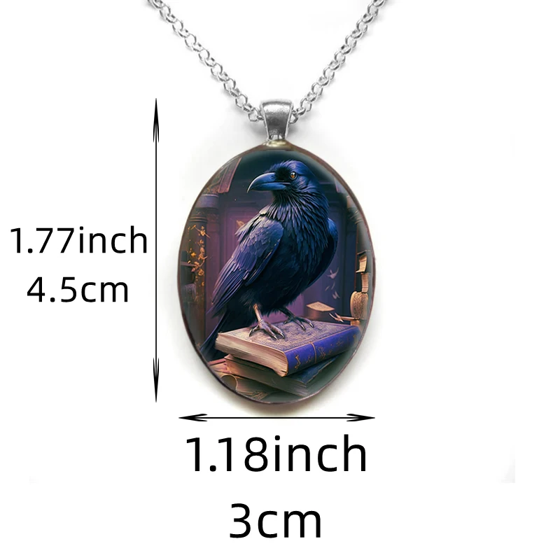 Fashion and Elegant Women\'s Pendant Necklace Trend Wild Dark Gothic Animal Crow Oval Pendant Necklace Jewelry Party Gift