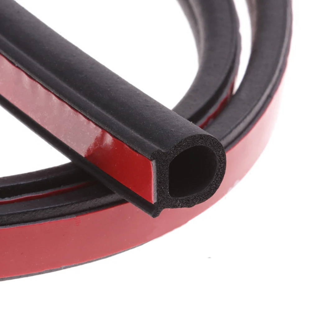 1 Meter Car Door Seal Strip Small D Type Self Adhesive Waterproof Trim Sound Insulation Soundproof Weatherstrip Rubber Edge Trim