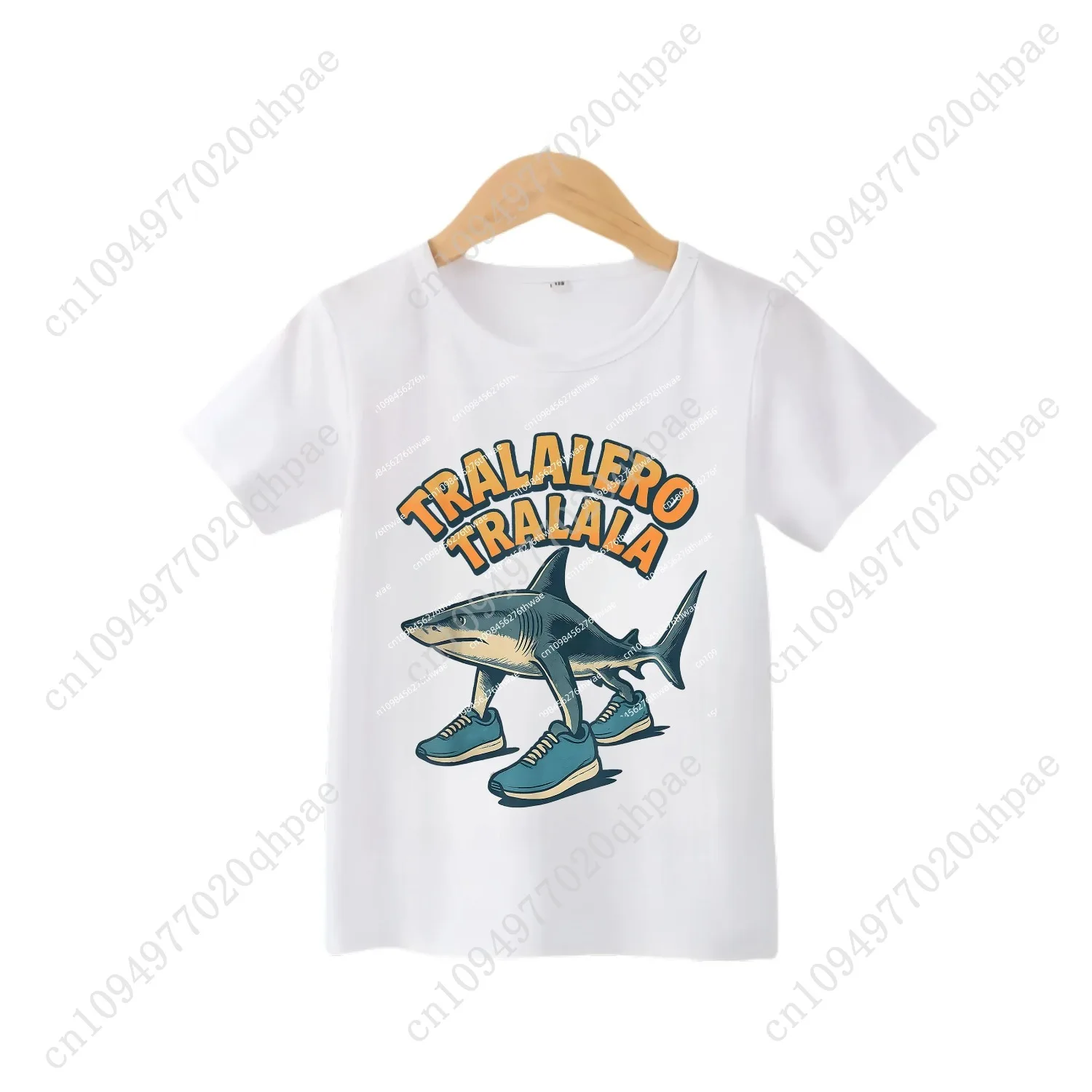 Camiseta infantil de algodão com animais cerebrais italianos, cappuccino assassino, manga curta, tops para crianças, meme engraçado, camiseta fofa, roupas de verão