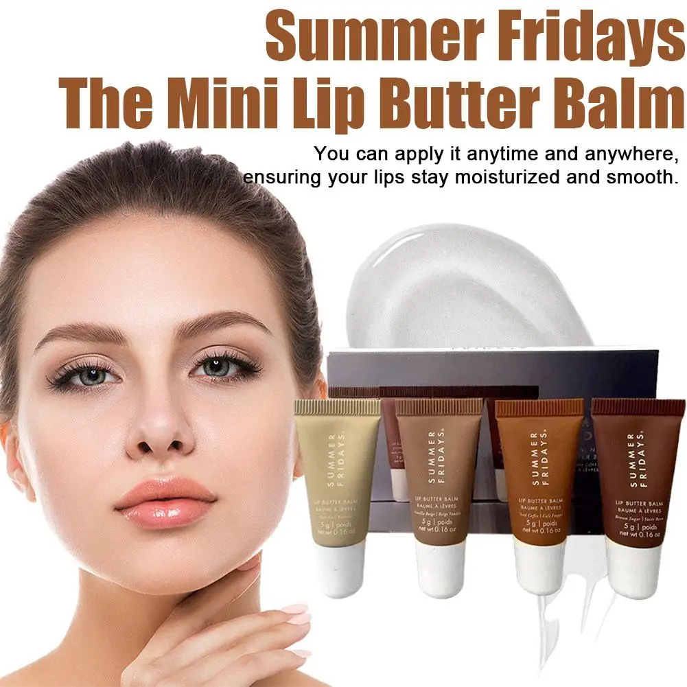 4 pz/set Summer Fridays Vaniglia Beige Balsamo per le labbra Polipeptide Burro Liquido Idratante Idratante Lip Gloss Cosmetico Cura delle labbra