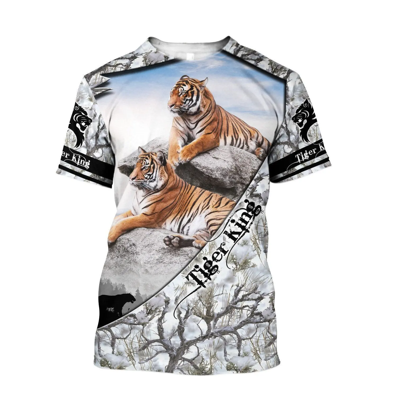 Tiger 3D Graphics Printing Summer Men\'s Sailor Collar Short Sleeve Boutique Fashion Comfortable Trend Harajuku Quick Dry T-shirt