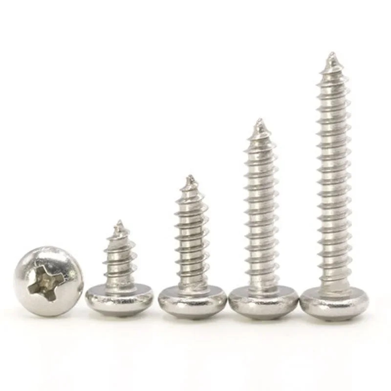 100pcs M1x3/4/5mm Length 304 stainless steel Round head Phillips screw Self-tapping screws Pan heads cross bolt