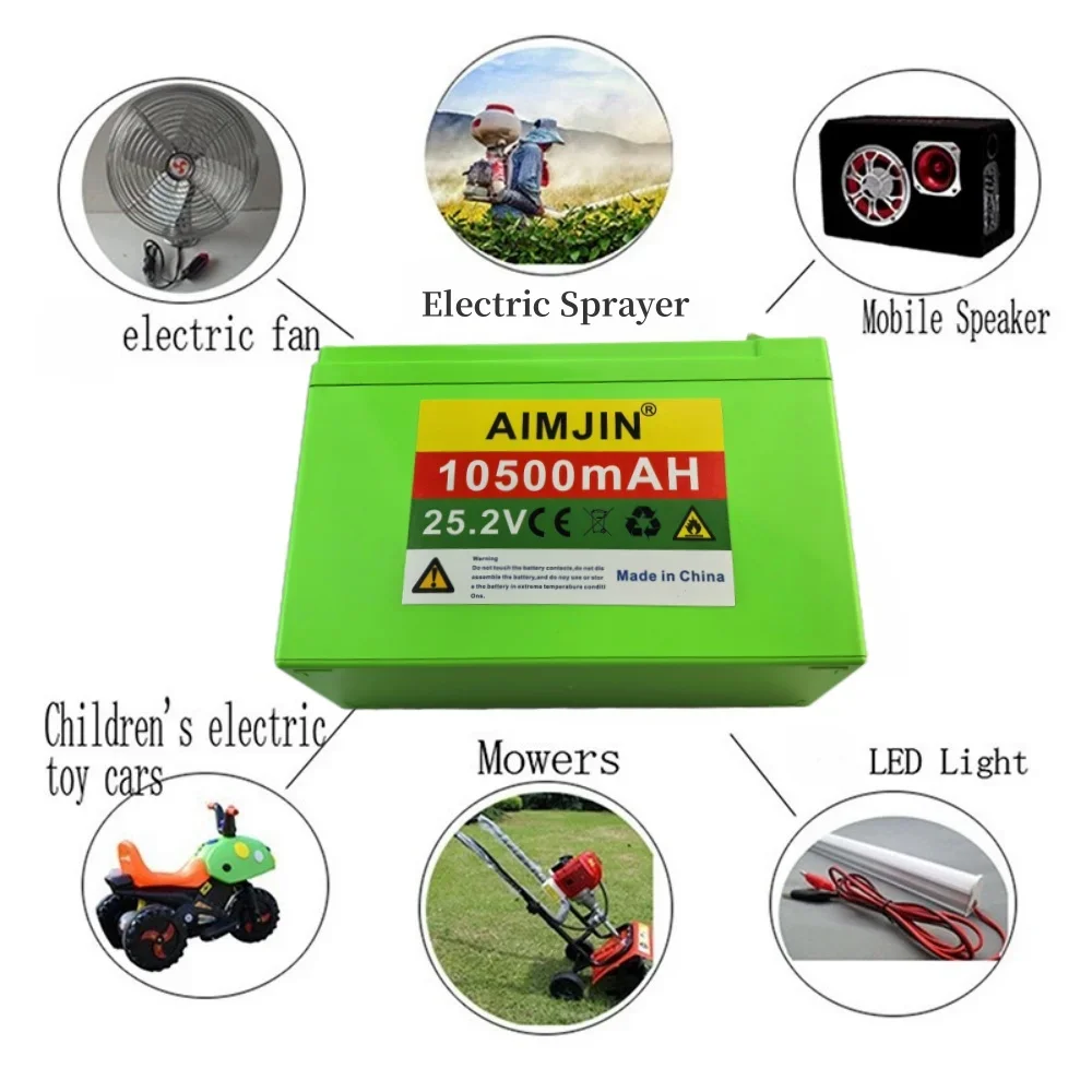 25.2V 10500mAH Rechargeable lithium ion 6s3p battery Pack uitable for spray wheelchairs, children's electric toys Built-in BMS