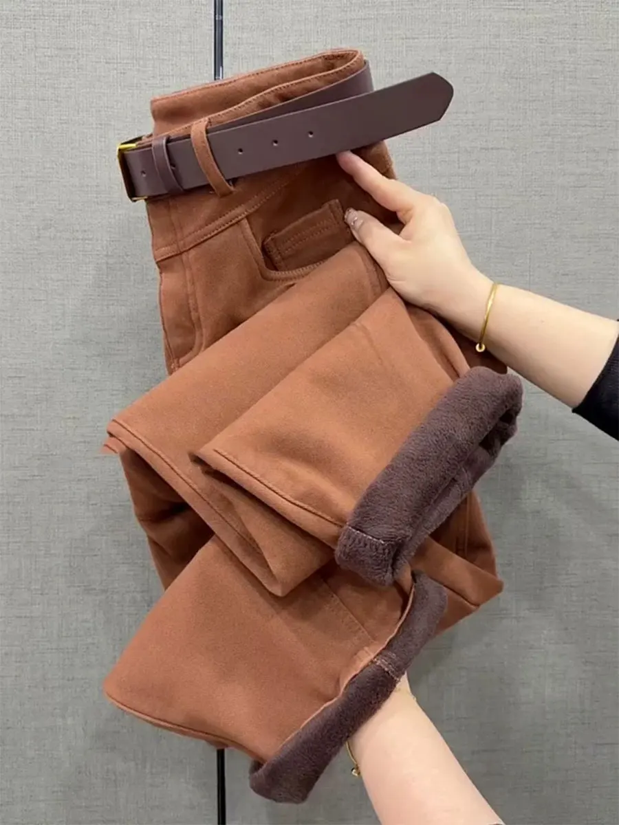 

Высококачественные зимние джинсы с флисовой подкладкой для женщин больших размеров, с высокой талией, укороченные, винтажные, теплые, повседневные брюки