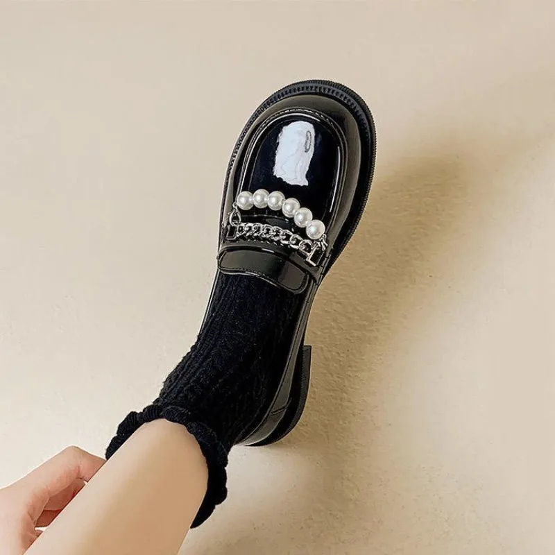 

Women's Small Leather Loafers Spring 2025 New Thick Sole Non Slip French British Style Trendy Versatile