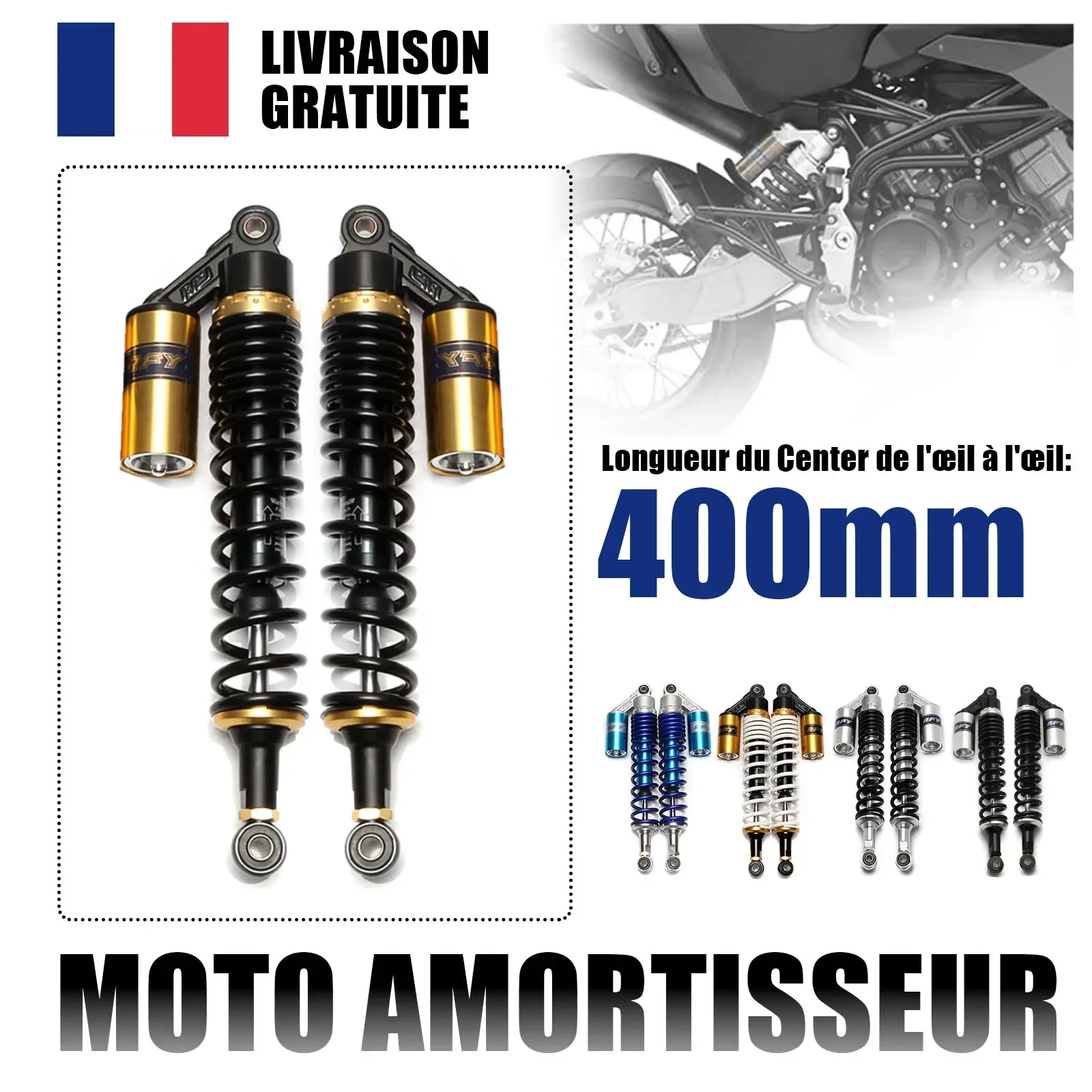 

NOVSIGHT Motorcycle Shock Absorber Air Protection Falling Motor Dirt Bike Scooter Quad ATV VVT Shocks Absorbers Spring 8mm 1pair