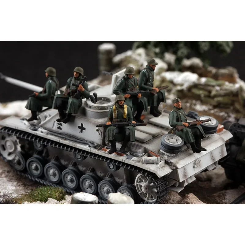 アクションフィギュアセット,冬の雪,6人の兵士のモデル,クリエイティブなシーンの人形,展示人形,1: 72スケールのドイツ軍の車