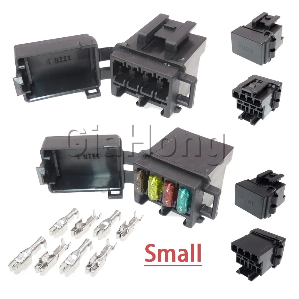 1 Set 4ways AC Assembly BX2047C-1 BX2047C-2 Small Fuses Box Mini In-line Blade Type Fuse Holder With Crimp Terminal