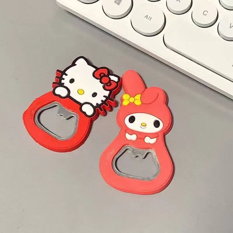 Kawaii Sanrio Hello Kitty My Melody Silicone Wine Opener Cartoon Cute Kt Cat Portable Refrigerator Magnet Beer Bottle Opener