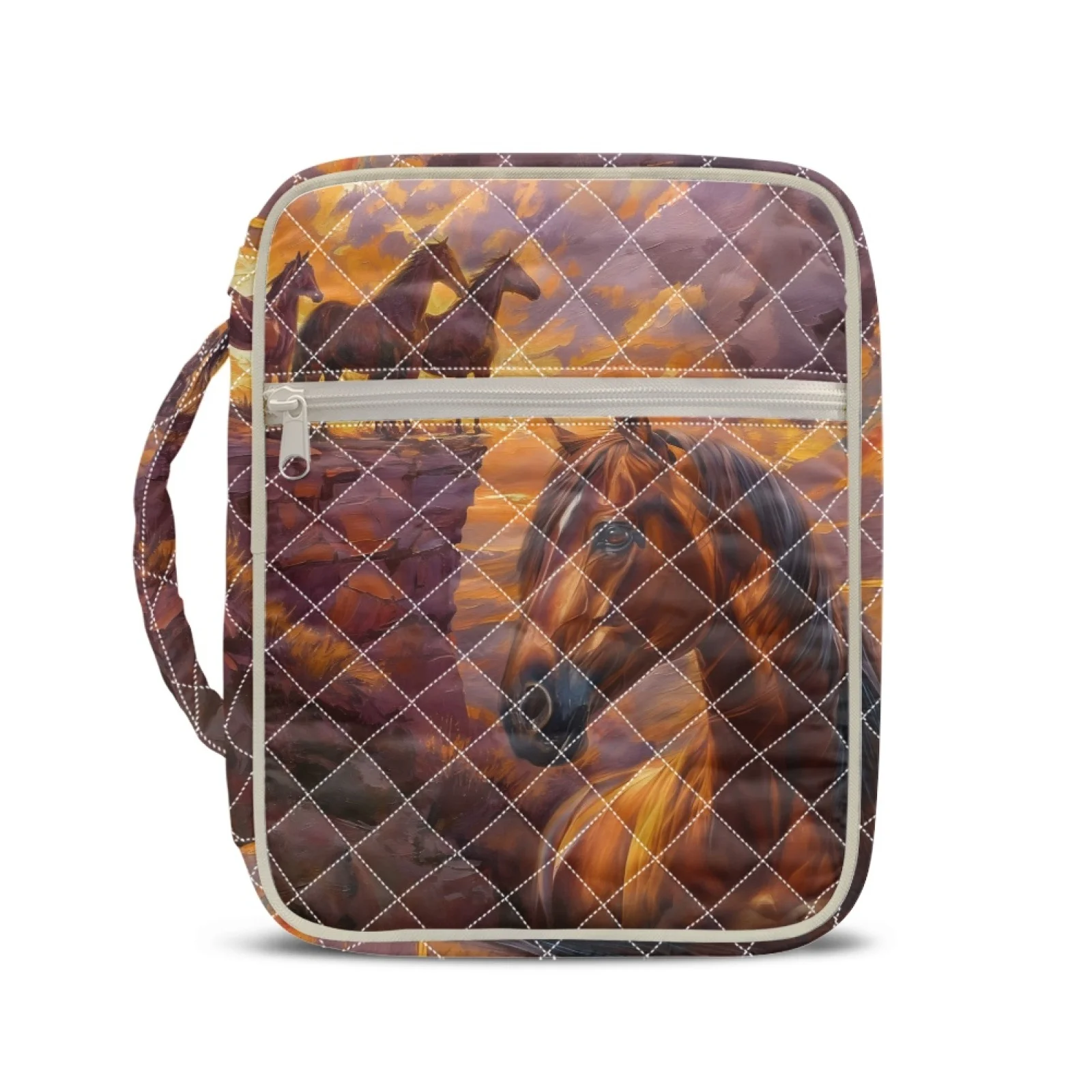 Coloranimal Horse Sunset Print 2026 Collection Soft Church Protector Organizer for Faith Activities Elastic Bible Cover Bags