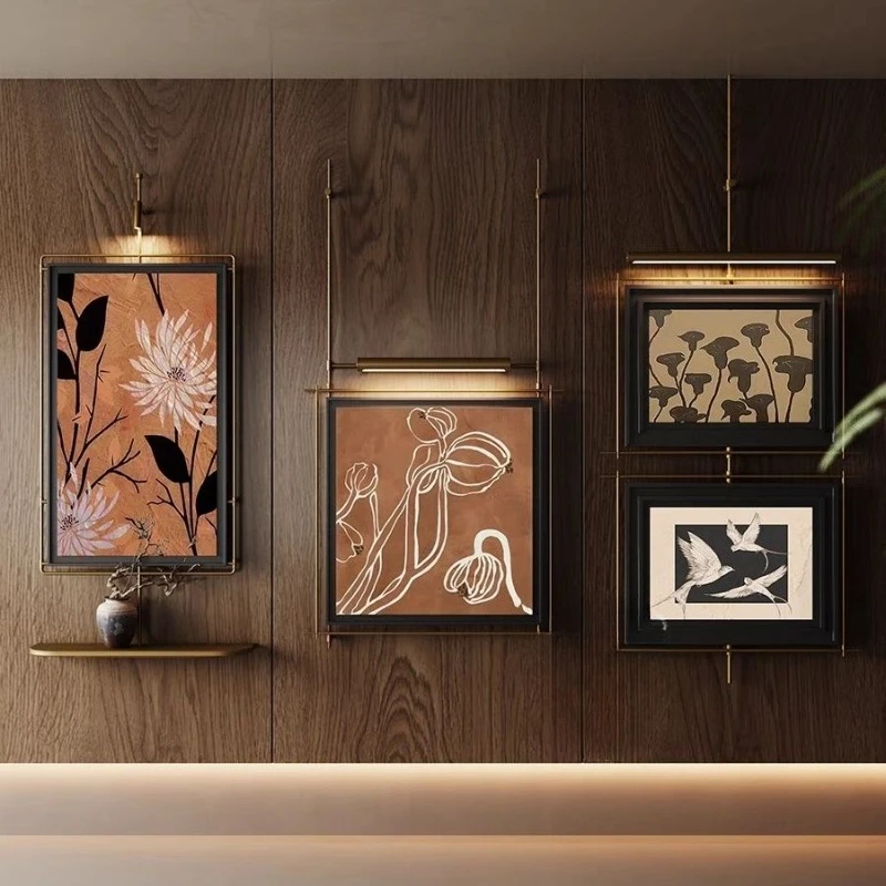 Entrance decorative paintings, metal boom paintings, high-end medium and ancient background walls, niche entry plants