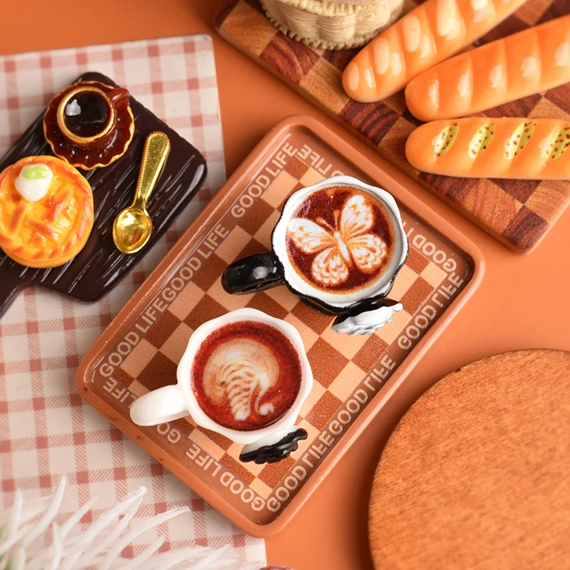 3 szt. Miniaturowe filiżanki do kawy z różami do domku dla lalek, akcesoria kuchenne, jedzenie dla lalek, zabawka dla dziewczynek