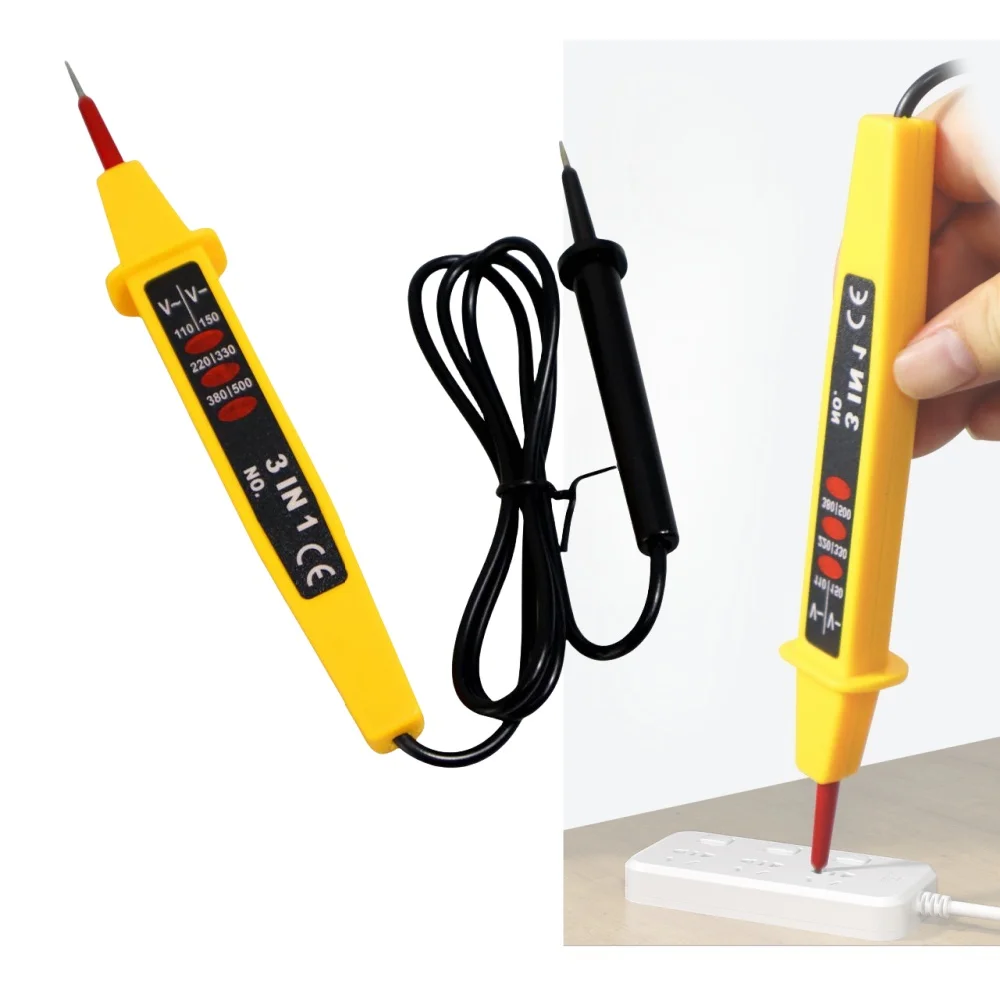 Тестер напряжения 3-в-1 с изолированным зондом, световой индикатор, обнаружение напряжения переменного и постоянного тока, электрический осмотр для домашнего промышленного применения