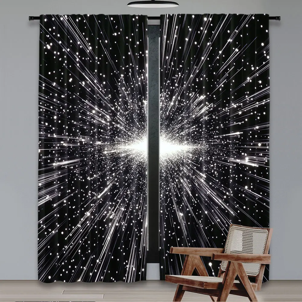 2Pcs Universe Galaxy Star Flying Speed Curtain Galaxy Universe Science Curtain For Bedroom Living Room Dorm A