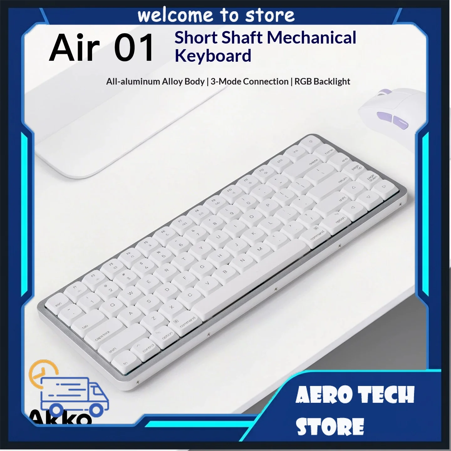 

Беспроводная механическая клавиатура AKKO Low Profile с Bluetooth и 2.4G, три режима подключения, ультратонкая игровая клавиатура для Mac, Windows, ноутбуков