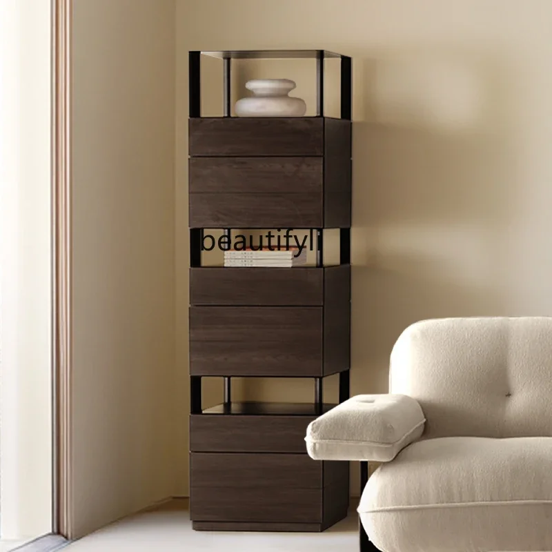 

Medieval style dining side cabinet against the wall integrated locker small apartment light luxury shelf narrow