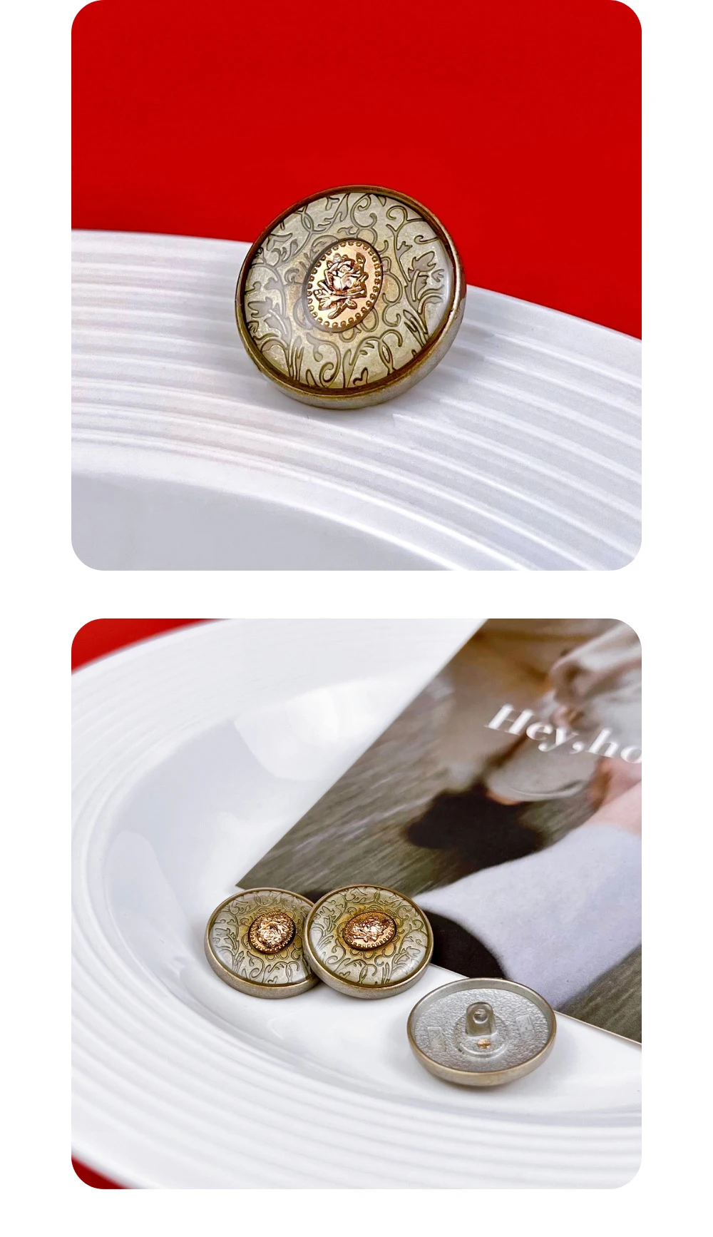 10 Stück Metallknöpfe, Nähzubehör, Zubehör für Kleidung, dekorative Knöpfe, DIY-Handwerk, runde Knöpfe für Kleidung, 25 mm – Detail 2