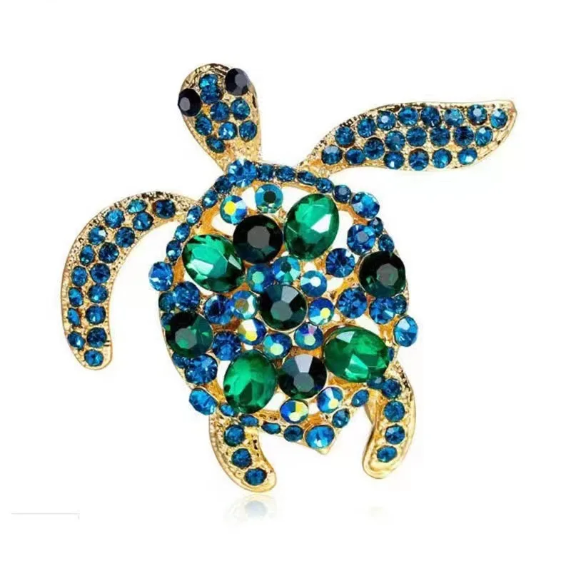 New fashionable little turtle diamond-encrusted brooch, personalized animal pin, new retro turtle corsage accessory