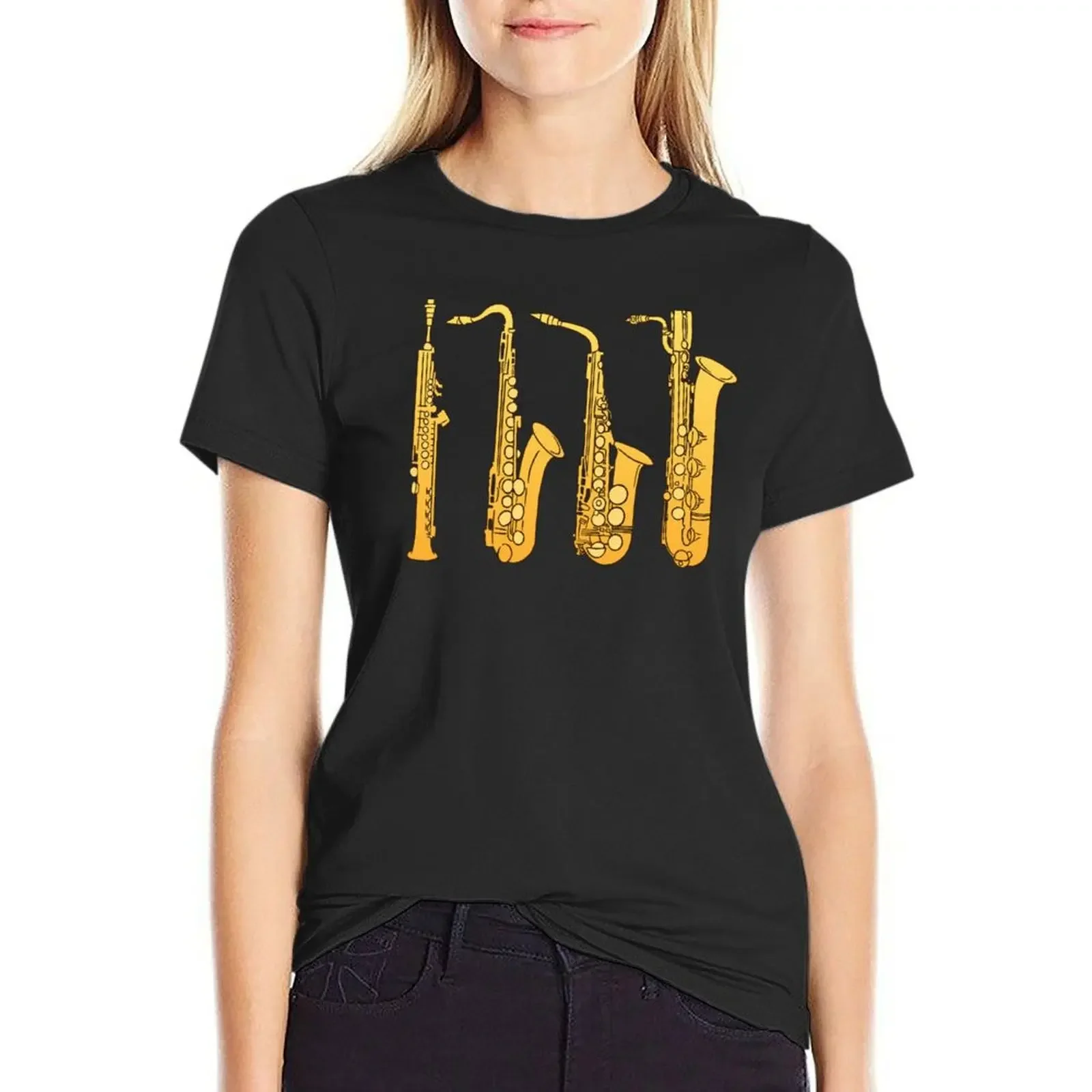 

SAXOPHONE FAMILY T-Shirt plus size tops tees korean fashion lady clothes new edition t shirts for Women