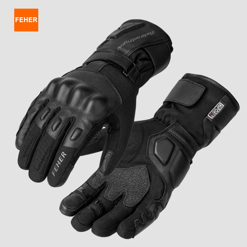 

FEHER мотоциклетные перчатки осенне-зимний стиль из натуральной кожи водонепроницаемые ветрозащитные перчатки для верховой езды с защитой от падения из ТПУ