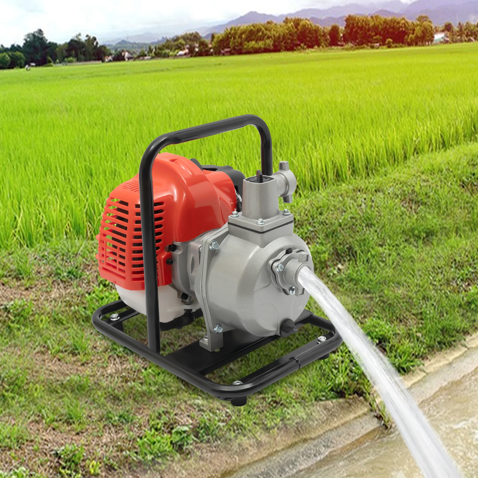 2 Stroke 43cc Water Pump Gasoline Transfer Pump for Drainage Irrigation 1.2 L Tank Air Cooled  20000 l/h