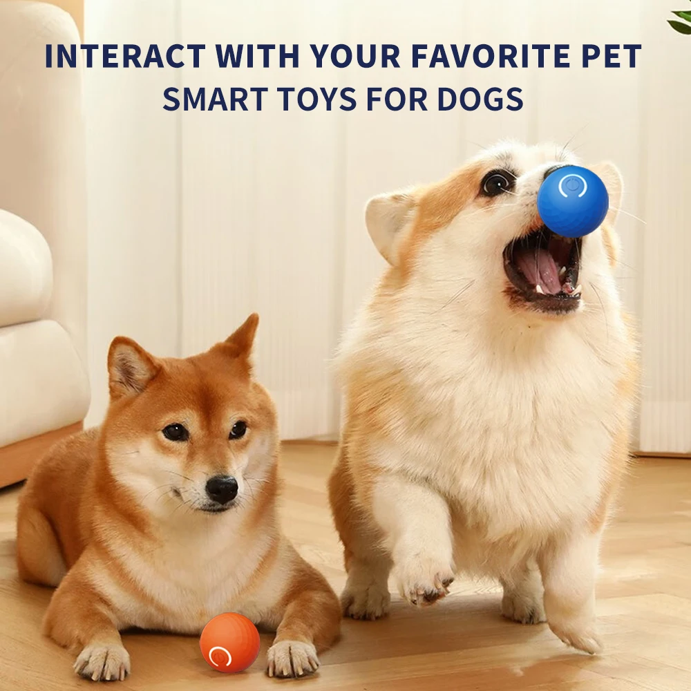 Electronic   Pet Automatic Motorised   Ball Smart Touch Sounding Interactive Pet Toys Squeak Ball Dog day Pollo de goma Dog kong